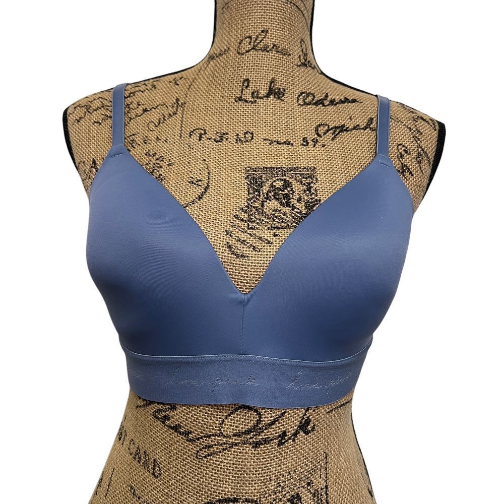 Victoria's Secret PINK Wear Everywhere Wireless Lightly Lined Bra Blue Size‎ 34D